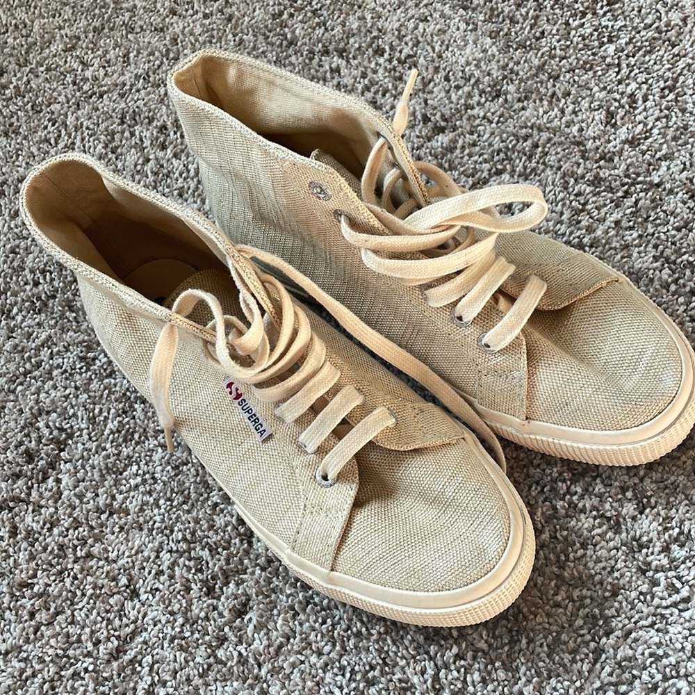 Superga Shimmered Linen High-Tops (Anthropologie)